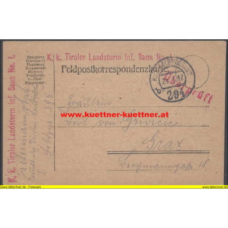 Feldpost 294 K.k. Tiroler Landsturm Inf. Baon No.1