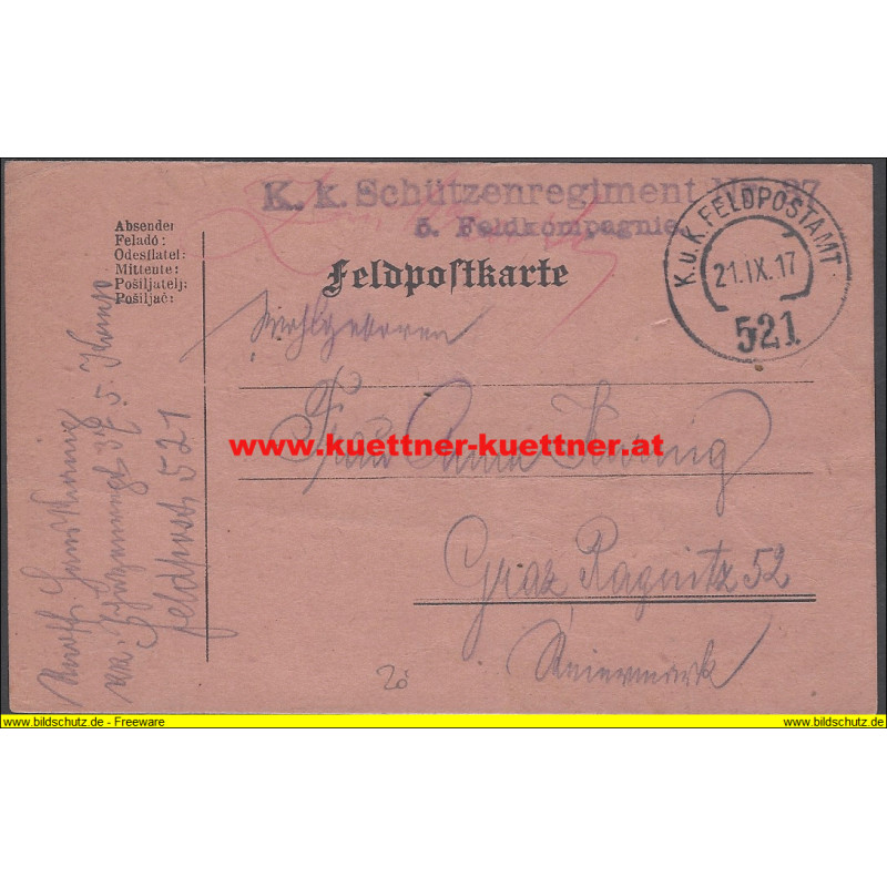 FP 521 K.k. Schützenregiment Nr.37 5 Feldkomp.