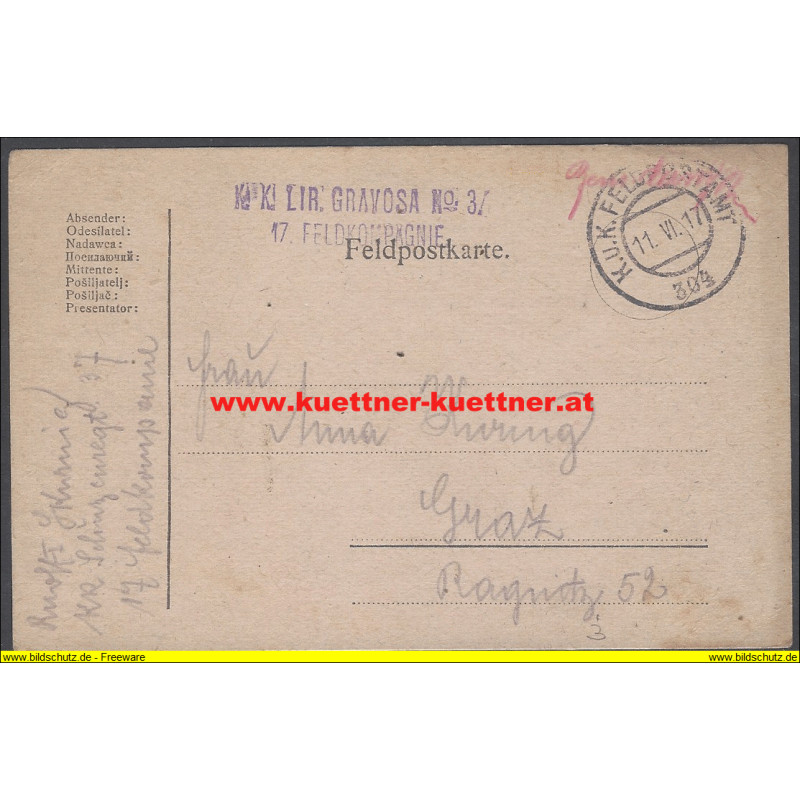FP 304 K.k. LIR GRAVOSA No.3, 17. Feldkompanie