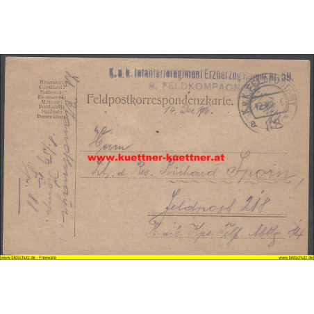 FP 88 K.u.k Infanterieregiment Erzhg. Rainer Nr. 59