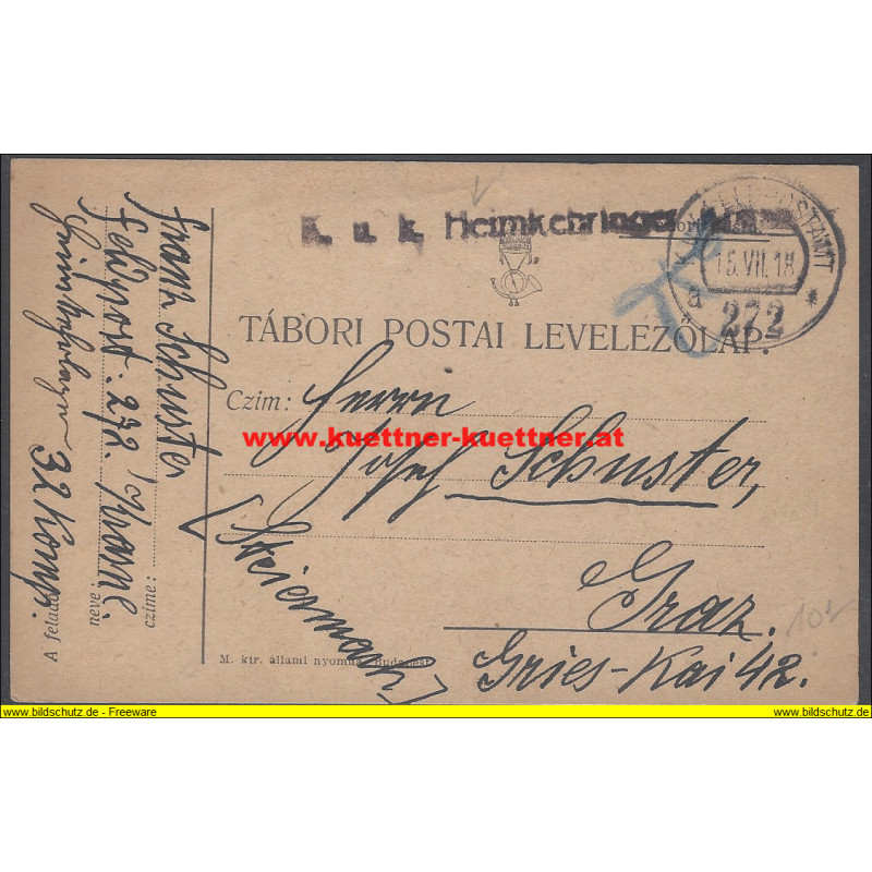 Feldpost 272 K.u.k Heimkehrerlager