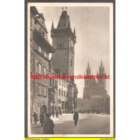 AK - Prag - Altstädter Rathaus und Teinkirche (1944)