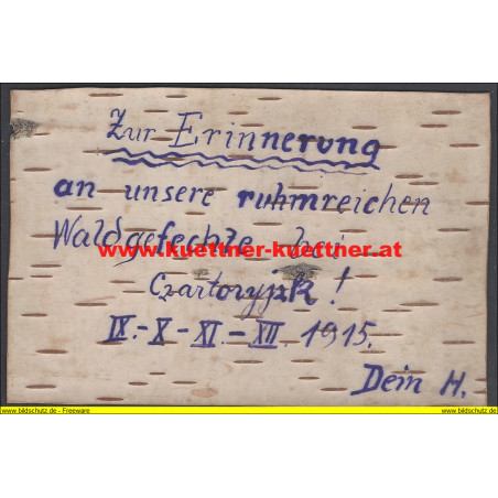 Birkenrindekarte - Erinnerung an das Waldgefecht bei Czartoryysk (1915)