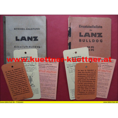 Konvolut Lanz Bulldog Betriebsanleitung u. Ersatzteileliste (1940)