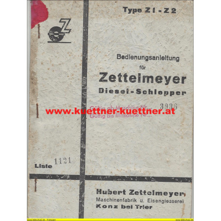 Bedienungsanleitung für Zettelmeyer Diesel-Schlepper