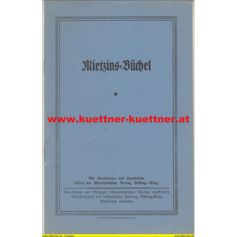 Mietzins-Büchel Otto Kaltenböck, Krems (1941)