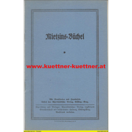 Mietzins-Büchel Otto Kaltenböck, Krems (1941)