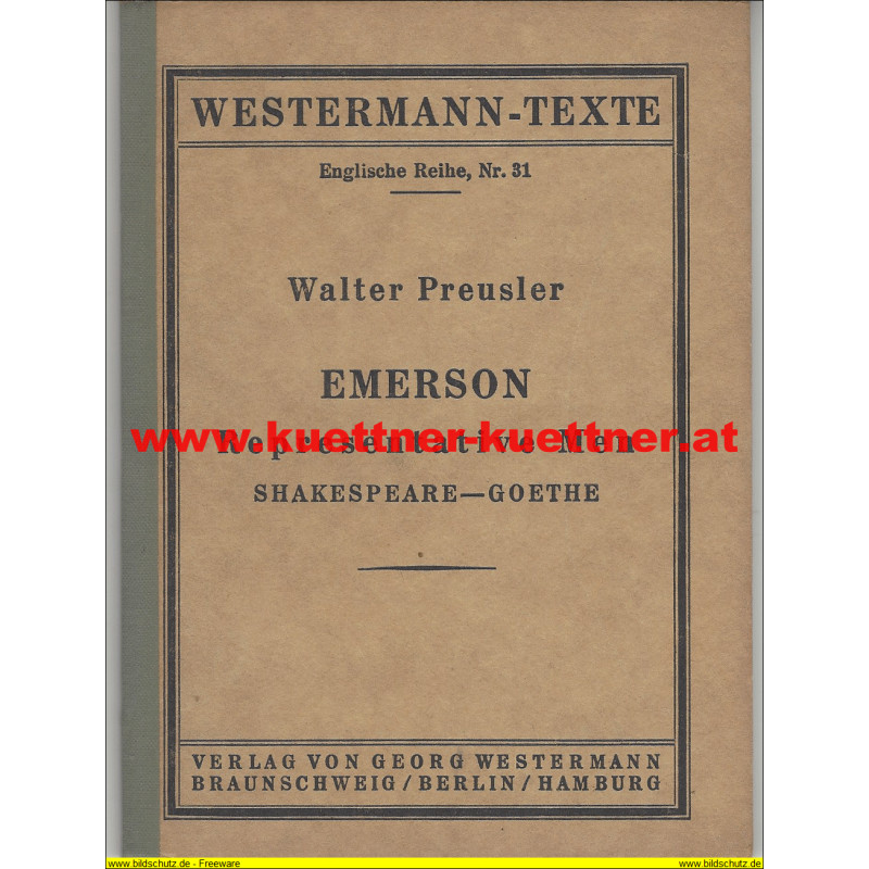 Westermann-Texte Englische Reihe Nr.31 - Emerson | Küttner & Küttner