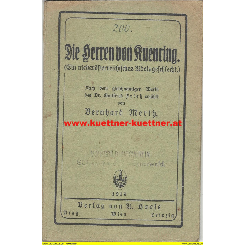 Die Herren von Kuenring - Ein NÖ Adelsgeschlecht (1919)