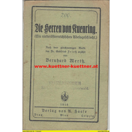 Die Herren von Kuenring - Ein NÖ Adelsgeschlecht (1919)
