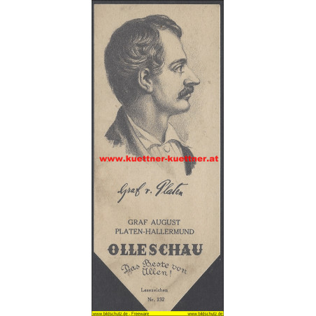 Lesezeichen Olleschau Nr.132 Graf August Platen-Hallermund
