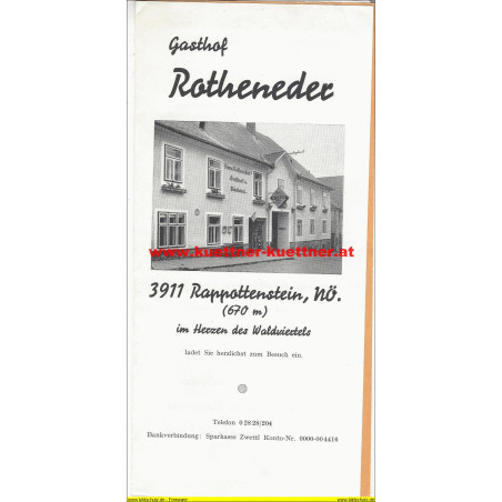Prospekt Rappottenstein Gasthof Rotheneder (NÖ)