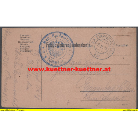 Feldpost k.u.k Mob. Epidemiespital Etappenpostamt 330