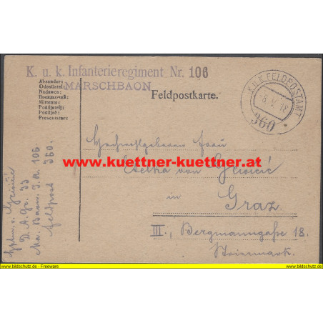 Feldpost 360 K.u.k. Infanterieregiment Nr.106 Marschbaon
