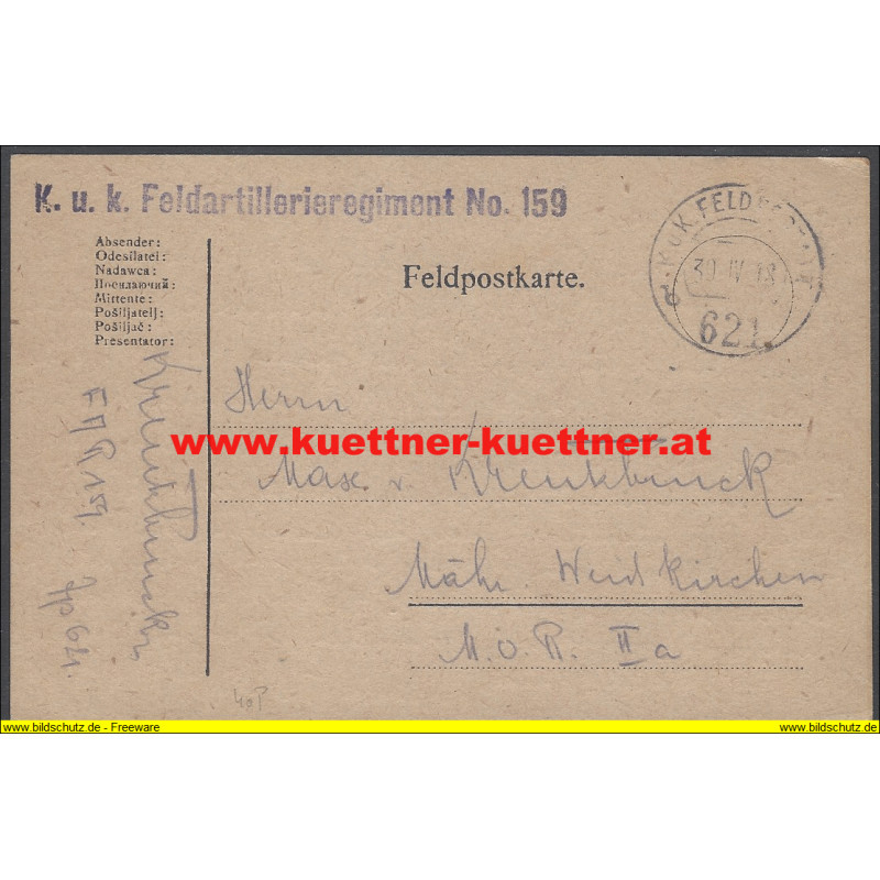 Feldpost 621 k.u.k. Feldartillerieregiment No.159