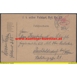 Feldpost 385 k.k. schw. Feldart. Rgt. Nr.43