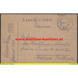 Feldpost 521 k.k. schw. Feldart. Rgt. Nr.43