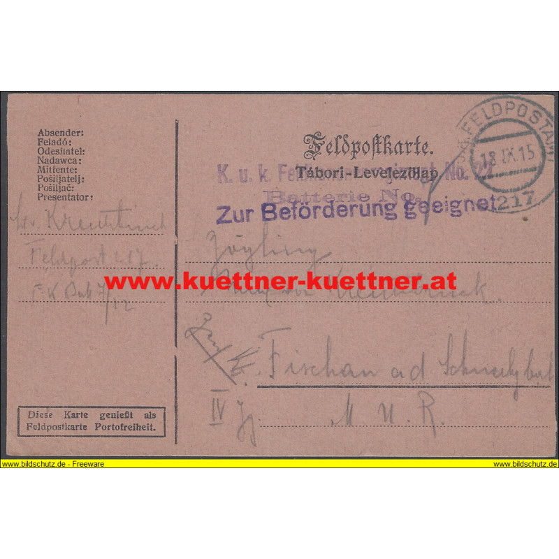 Feldpost 217 K.u.k. Feldkanonenregiment No.22