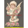 Oblate - Scraps - Engel mit Blumentopf