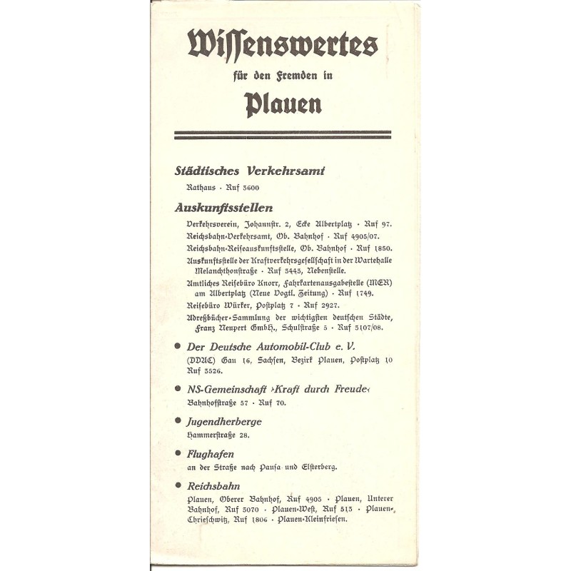 Prospekt Plauen - Wissenswertes - 1937 (SN)
