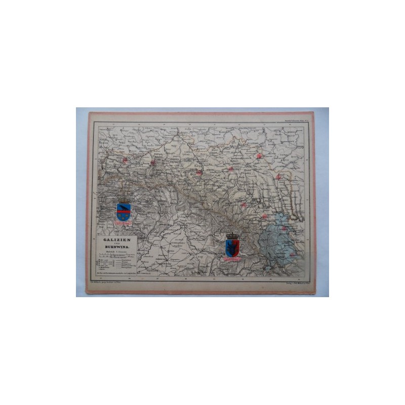 Landkarte Galizien und Bukowina Haardt´s Volksschul Atlas Landkarte Galizien und Bukowina Haardt´s Volksschul Atlas