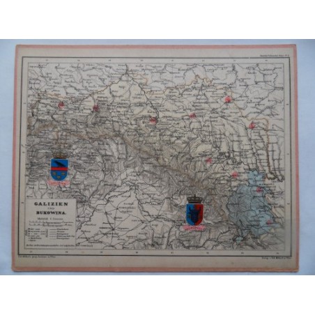 Landkarte Galizien und Bukowina Haardt´s Volksschul Atlas No. 3