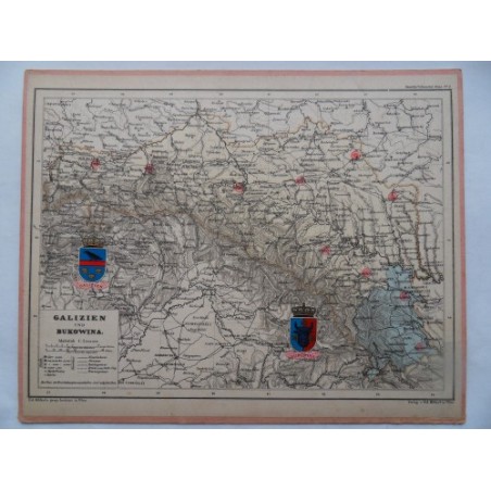 Landkarte Galizien und Bukowina Haardt´s Volksschul Atlas