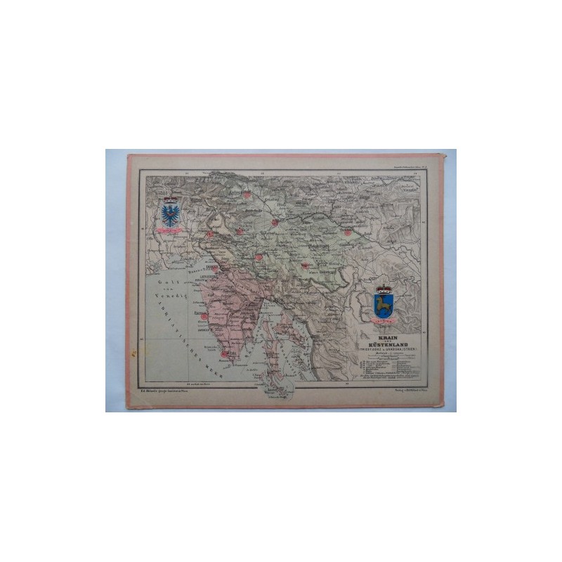 Landkarte Krain und Küstenland Haardt´s Volksschul Atlas No. 3