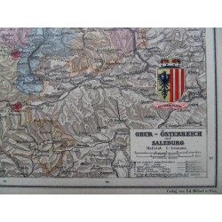 Landkarte Ober-Österreich und Salzburg Haardt´s Volksschul Atlas No. 3