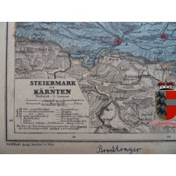 Landkarte Steiermark und Kärnten Haardt´s Volksschul Atlas No. 3