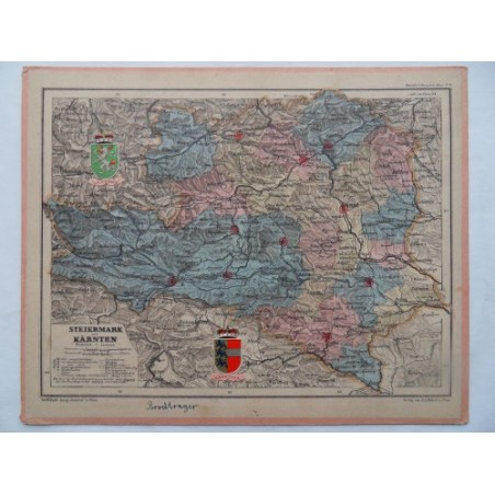 Landkarte Steiermark und Kärnten Haardt´s Volksschul Atlas No. 3