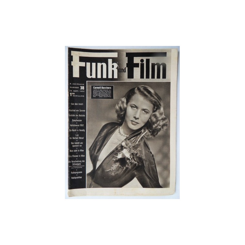 Funk und Film Nr. 38 - 19. Sept. 1952 Mit Radioprogramm und Radiopraktiker