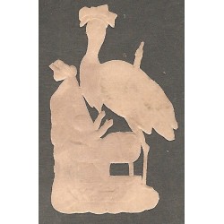 Oblate - Scraps - Storch mit Baby und Milchflasche