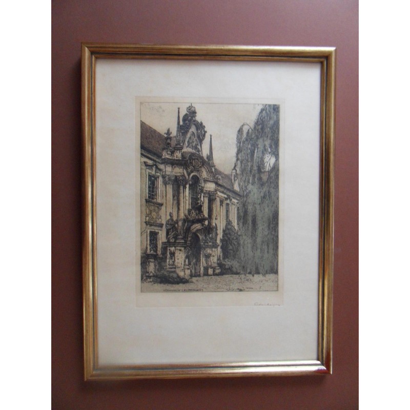 Dürnstein Klosterhof (Radierung) Josef Eidenberger