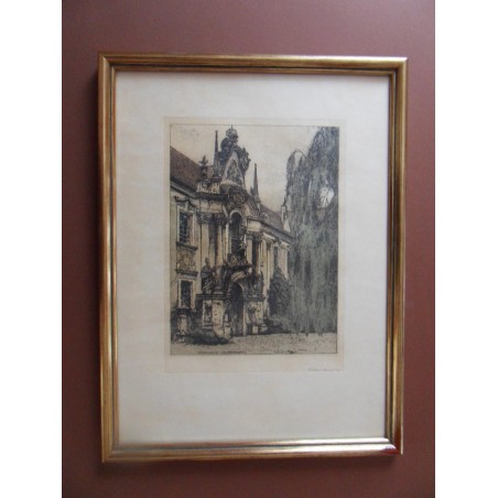 Dürnstein Klosterhof (Radierung) Josef Eidenberger