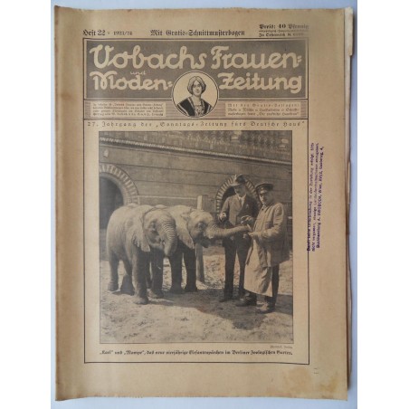 Vobachs Frauen- und Moden-Zeitung Heft 22 / 1923/24 - Mit Schnittbogen