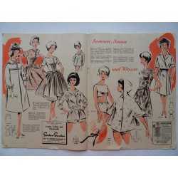 Modezeitschrift Frau und Mutter 1962 Erstes Juni-Heft mit Schnittbogen