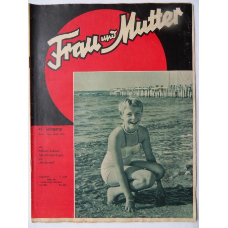 Modezeitschrift Frau und Mutter 1956 Erstes Augustheft mit Schnittbogen1
