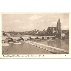 AK - Regensburg - Blick auf den Dom mit der Steinernen Brücke (BY)
