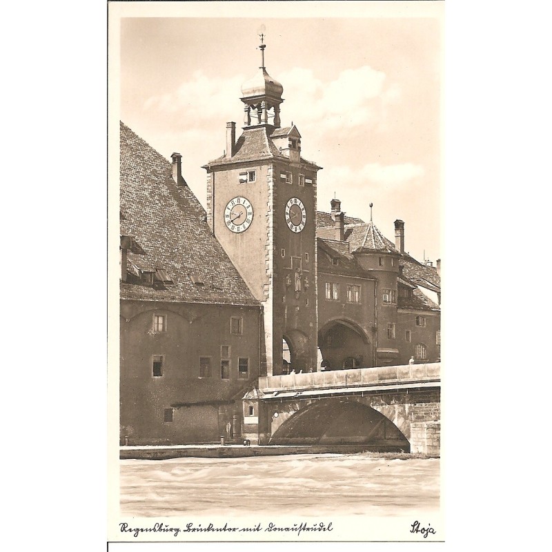 AK - Regensburg - Brückentor mit Donaustrudel (BY)