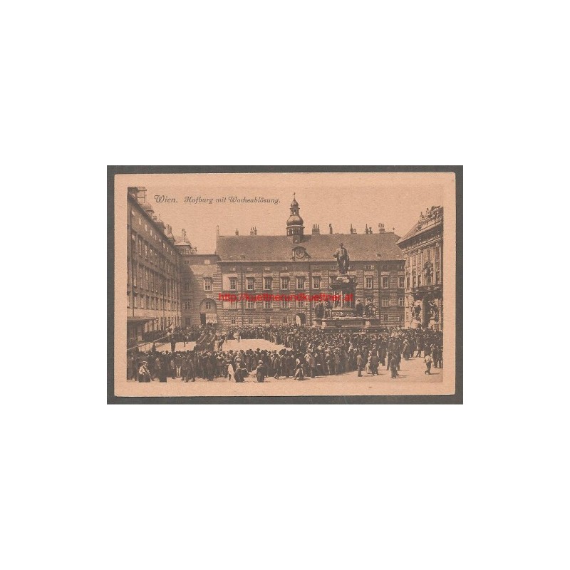 AK - Wien - Hofburg mit Wacheablösung 1918
