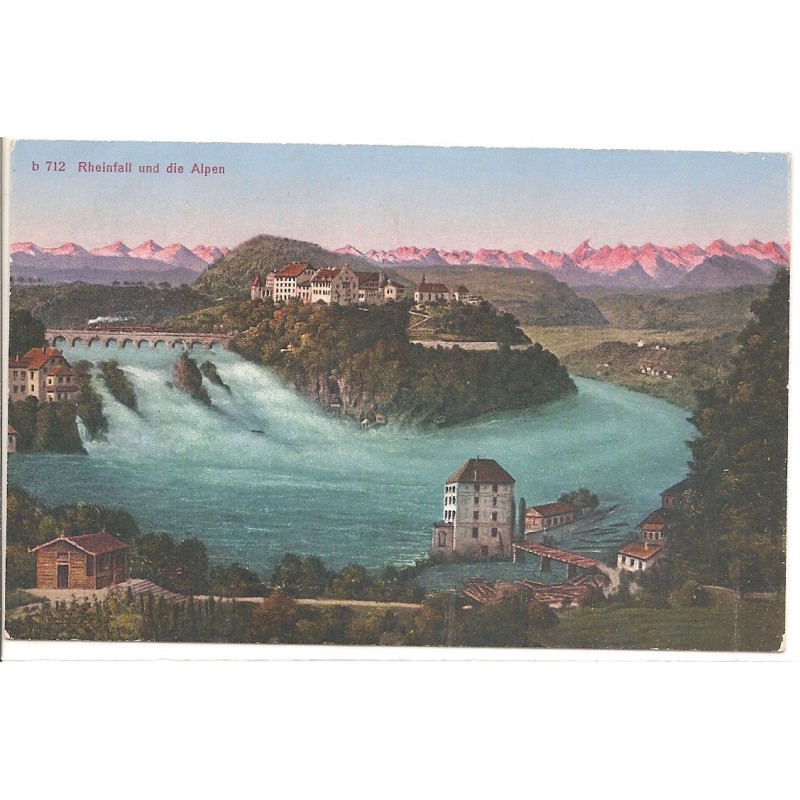 AK - Rheinfall und die Alpen