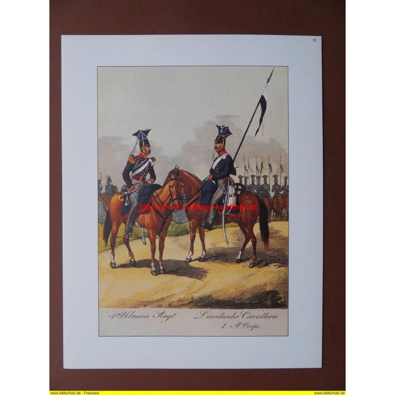 Trompeter vom 4. Ulanen-Regiment, Landwehrreiter vom I. Armeekorps, 1834 Trompeter vom 4. Ulanen-Regiment, Landwehrreiter vom I. Armeekorps, 1834