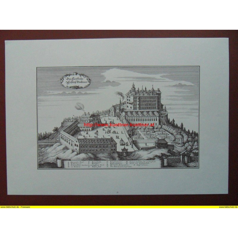 Nachdruck nach einem Original Kupferdruck / Schloß Ambras (Das fürstliche Schloß Umbras)